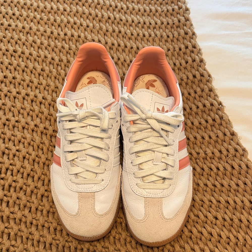 Adidas Samba Women's White and Coral Sneakers
